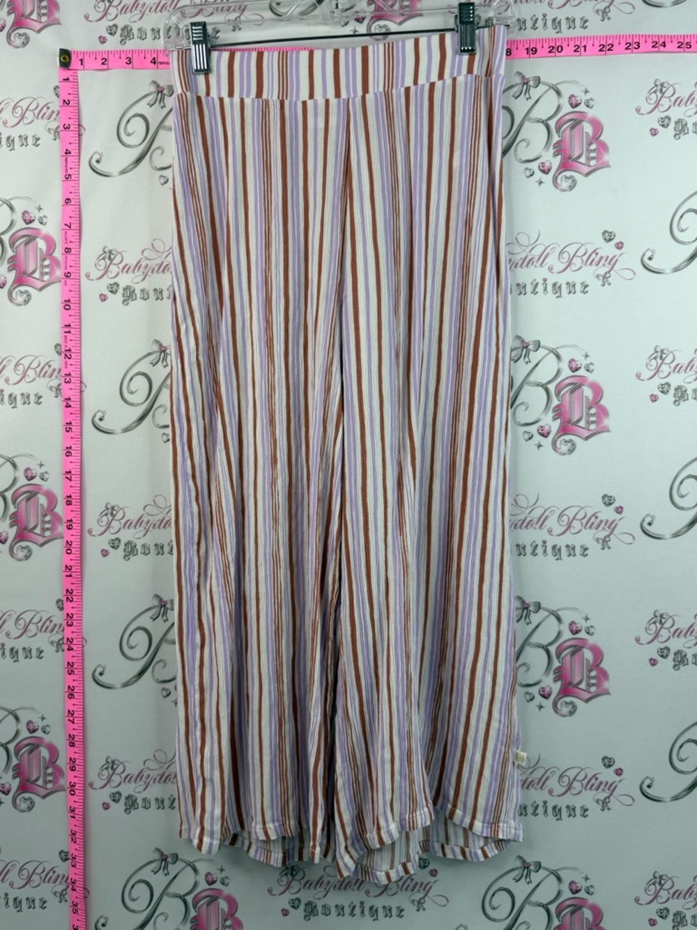 La vie en rose aqua pants Striped Wide-Leg Palazzo Pants - White, Tan, Rust